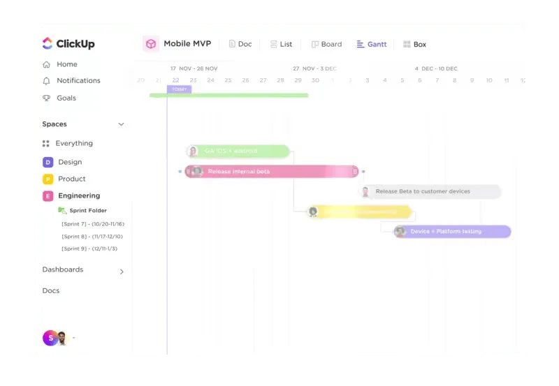 Software di gestione dei prodotti ClickUp