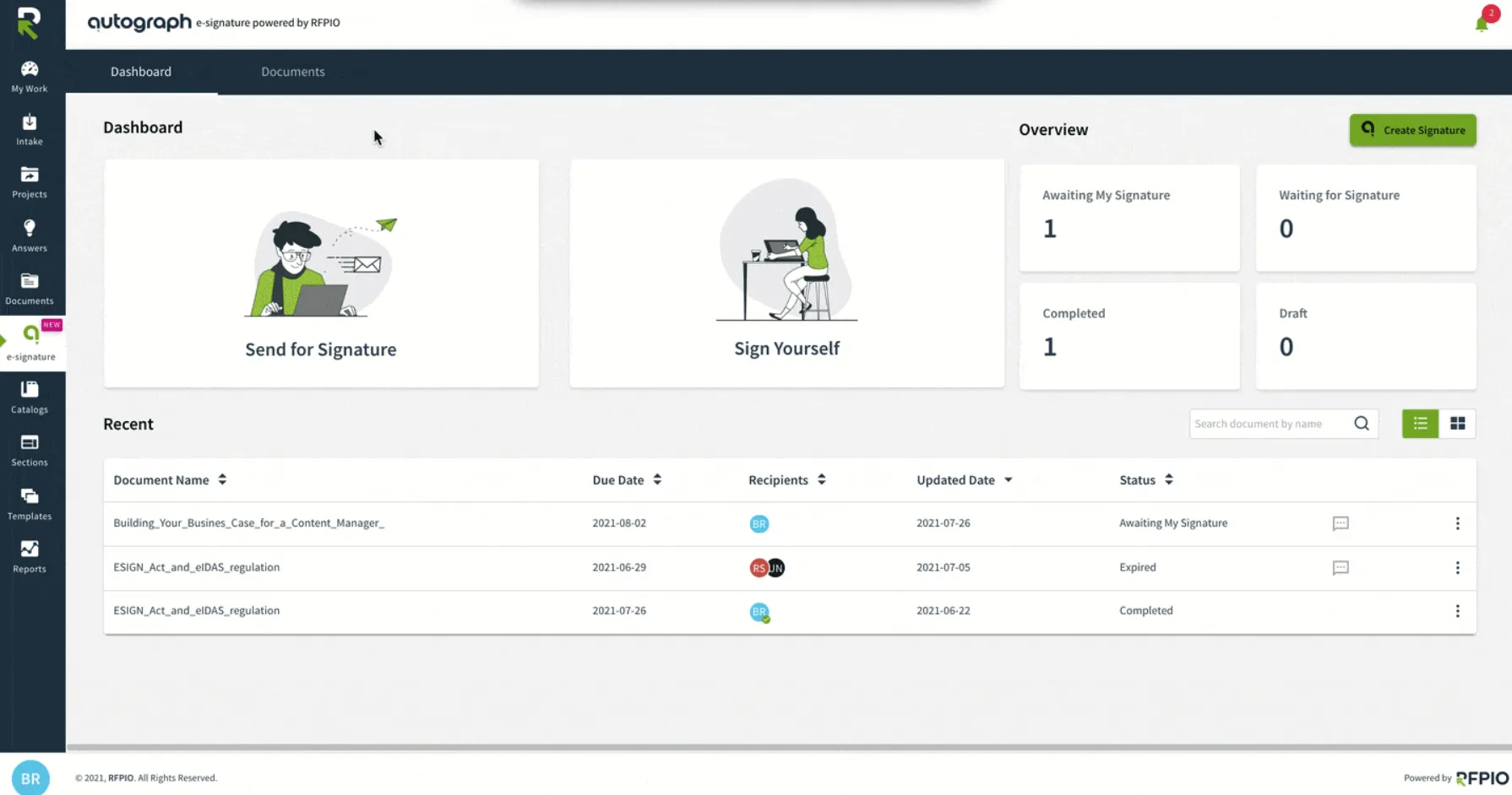 Controllo delle RFP in sospeso in attesa di firma tramite Responsive