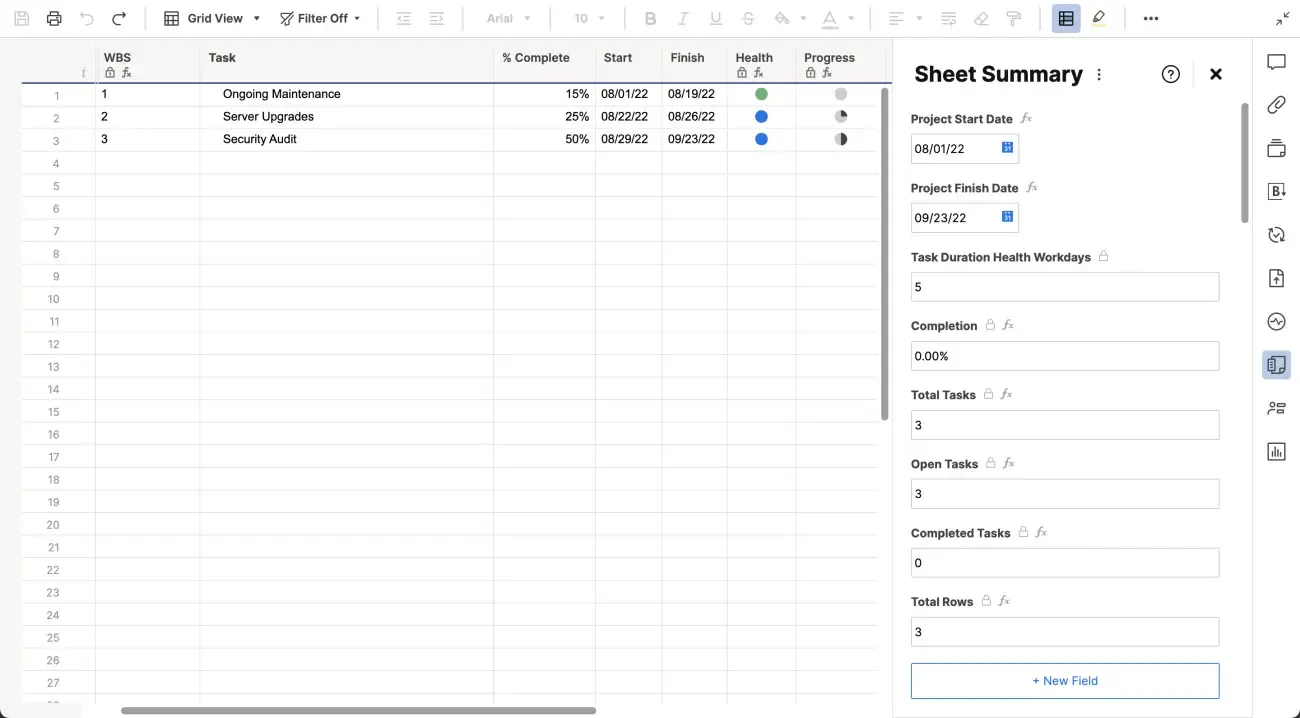 Modello di struttura di suddivisione del lavoro (WBS): modelli Smartsheet