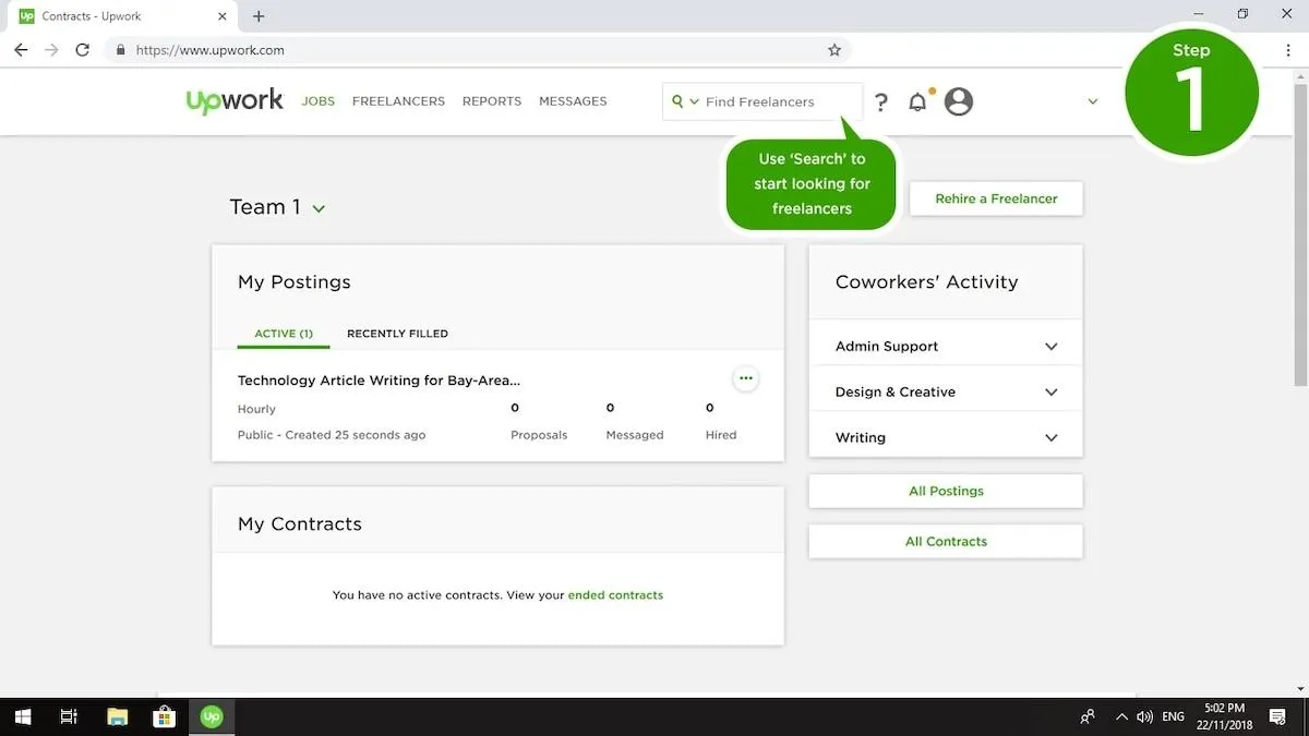 Ferramenta de pesquisa no Upwork