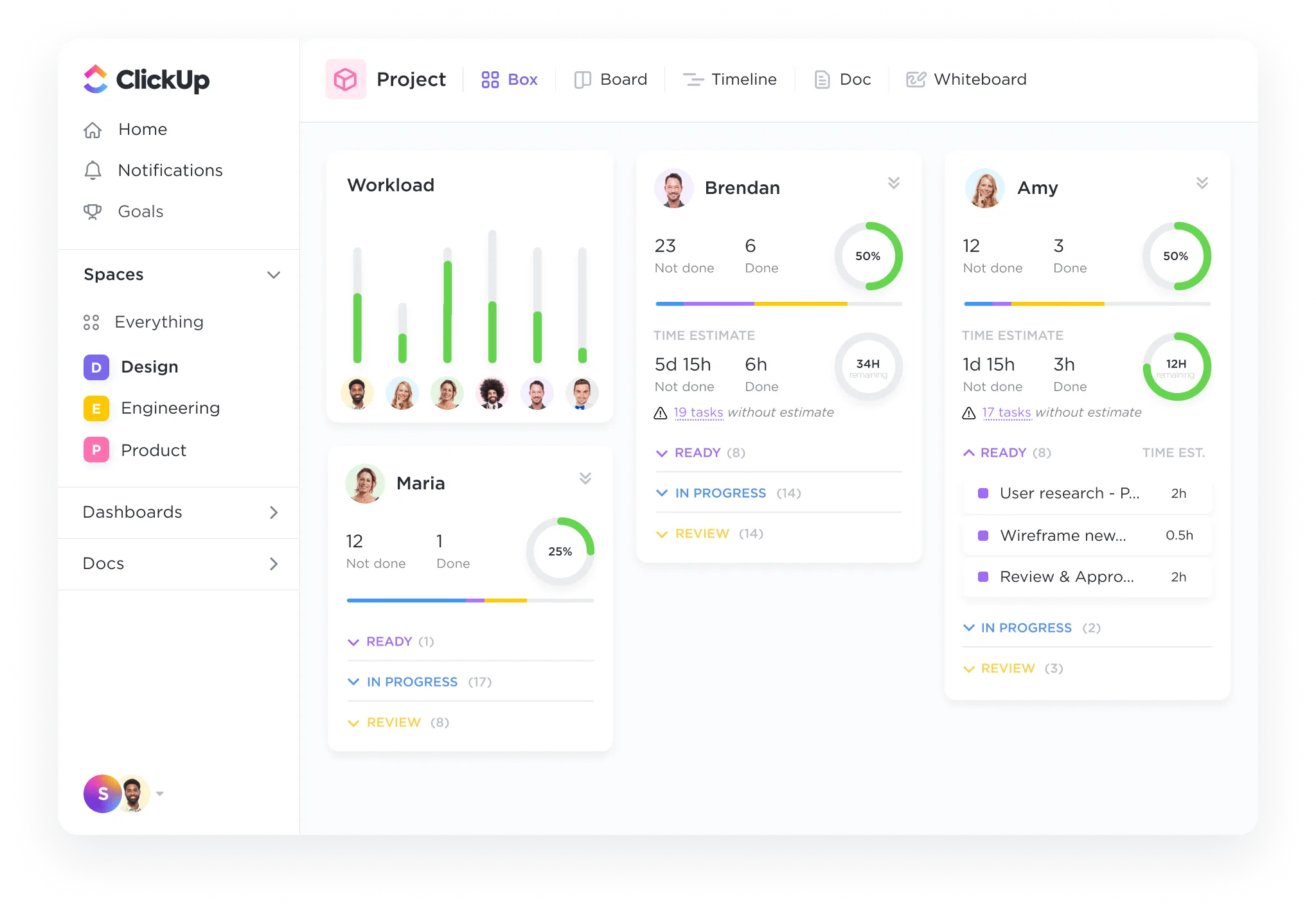 Vue Charge de travail ClickUp