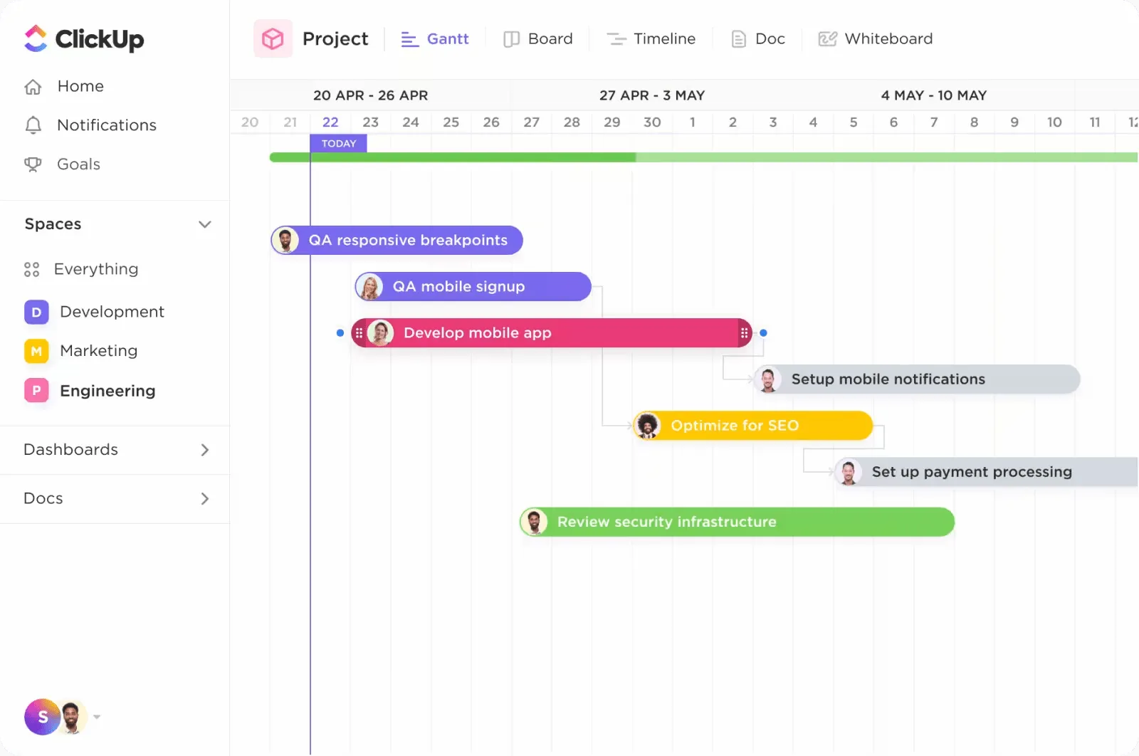 Funzionalità di ClickUp incentrate sul team