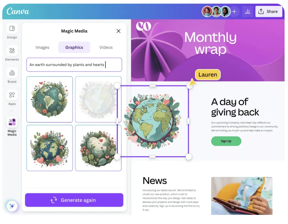 Exemplos de arte com IA do Canva