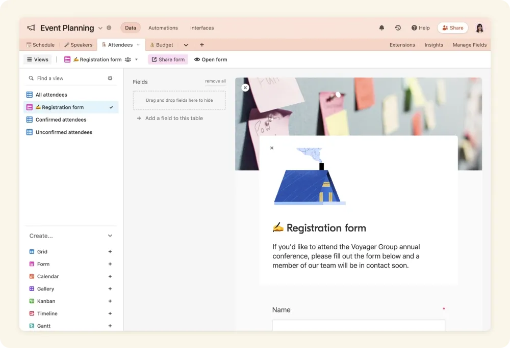 Airtable (الأفضل لعمليات سير العمل المتصلة بالوثائق على غرار قواعد البيانات)