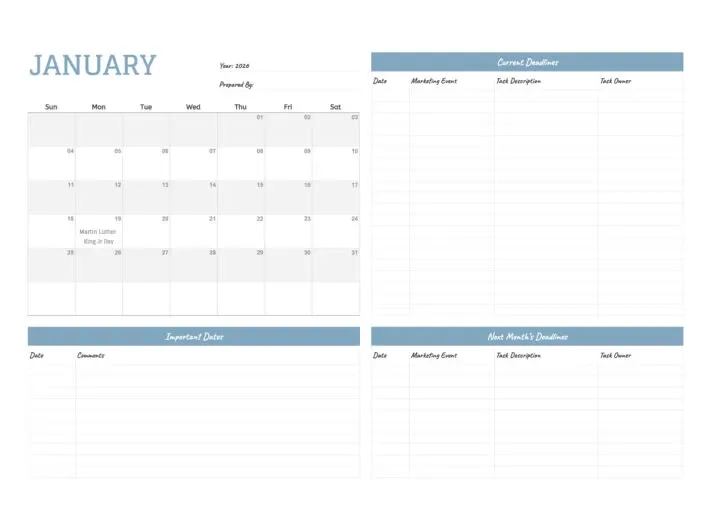Calendario de marketing de gdoc.io