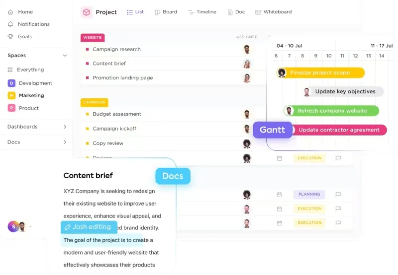 ClickUps programvara för marknadsföringsprojektledning