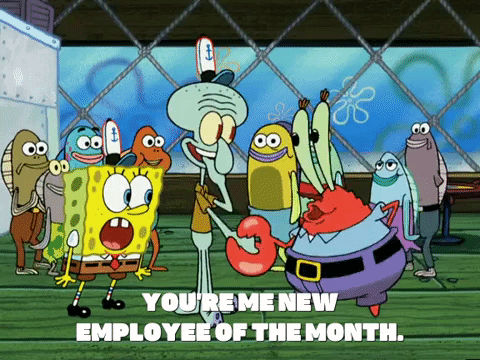 ayın yeni çalışanı Spongebob