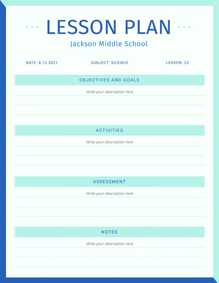 Visme'den Minimalist Ders Planı PDF