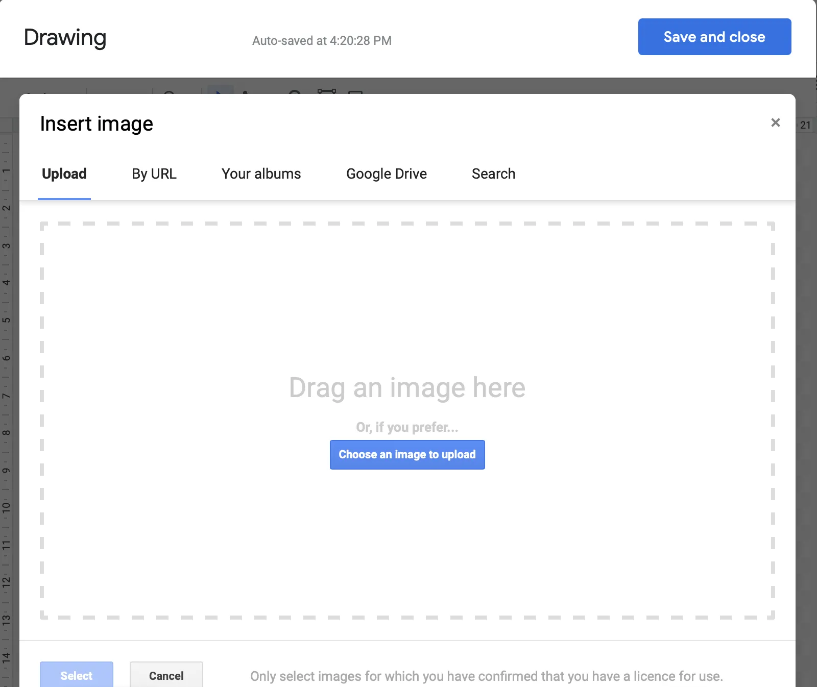 Google Docs: carregar imagens