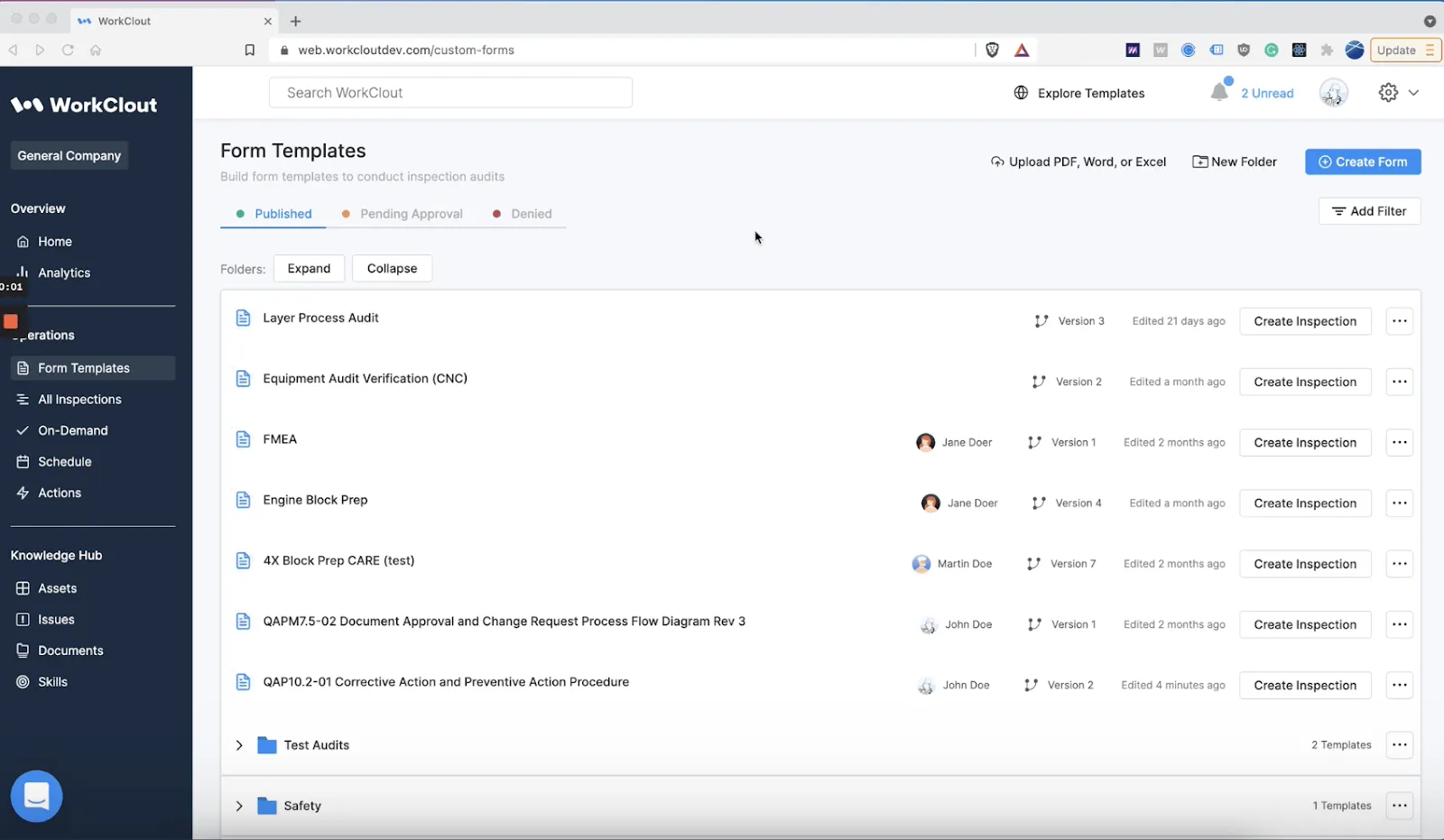 Tableau de bord Workclout pour logiciel de gestion des instructions de travail