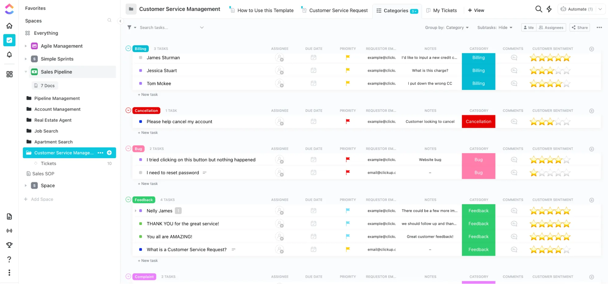 Die CRM-Vorlage für das Management des Kundensupports von ClickUp wird bald der neue beste Freund jedes Support-Mitarbeiters sein
