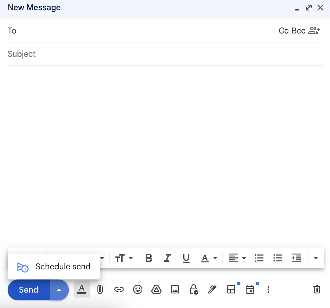 กำหนดเวลาส่งของ Gmail