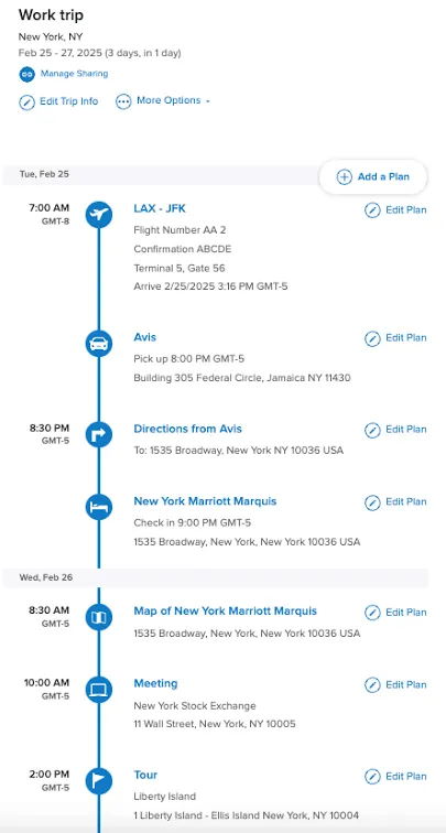 TripIt:旅行計画の時間を節約できる無料バージョンを提供