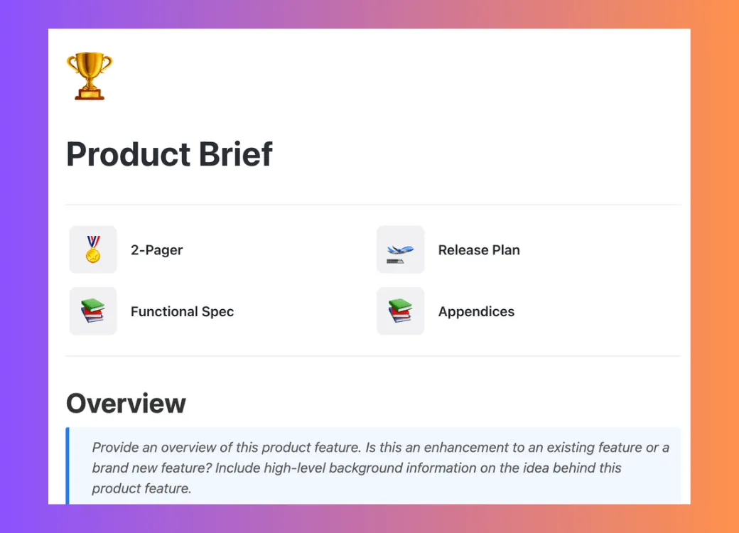 Produktbeschreibungsvorlage von ClickUp