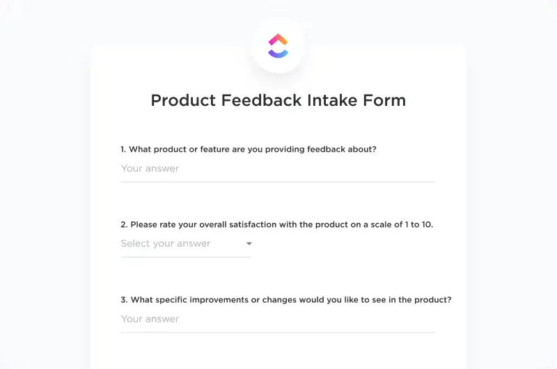 ClickUp-Formularansicht