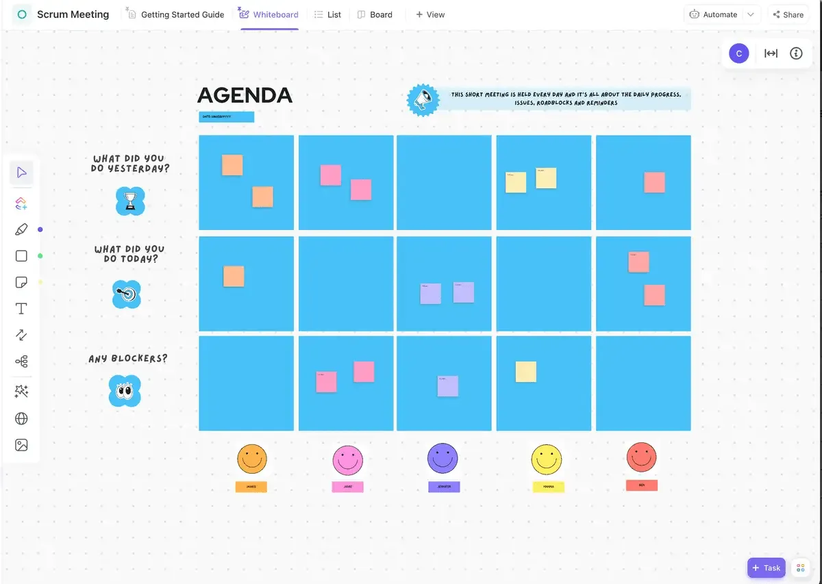 Modello di riunione Scrum ClickUp