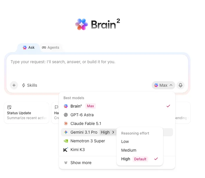 Hozzáférés a Geminihez, a ChatGPT-hez, a Claude-hoz és más vezető nagy nyelvi modellekhez a ClickUp Brain segítségével: Gemini-utasítások