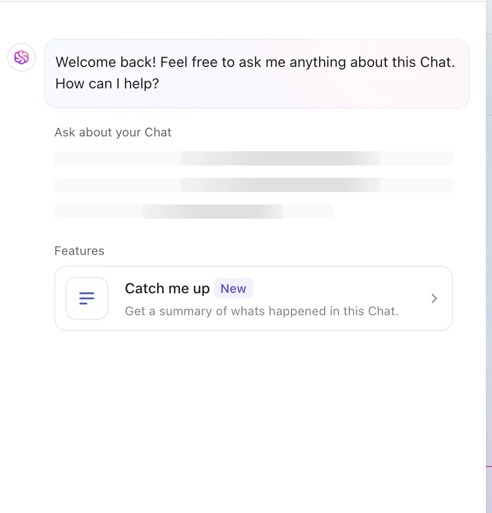 Recurso “Catch me up” do ClickUp Chat