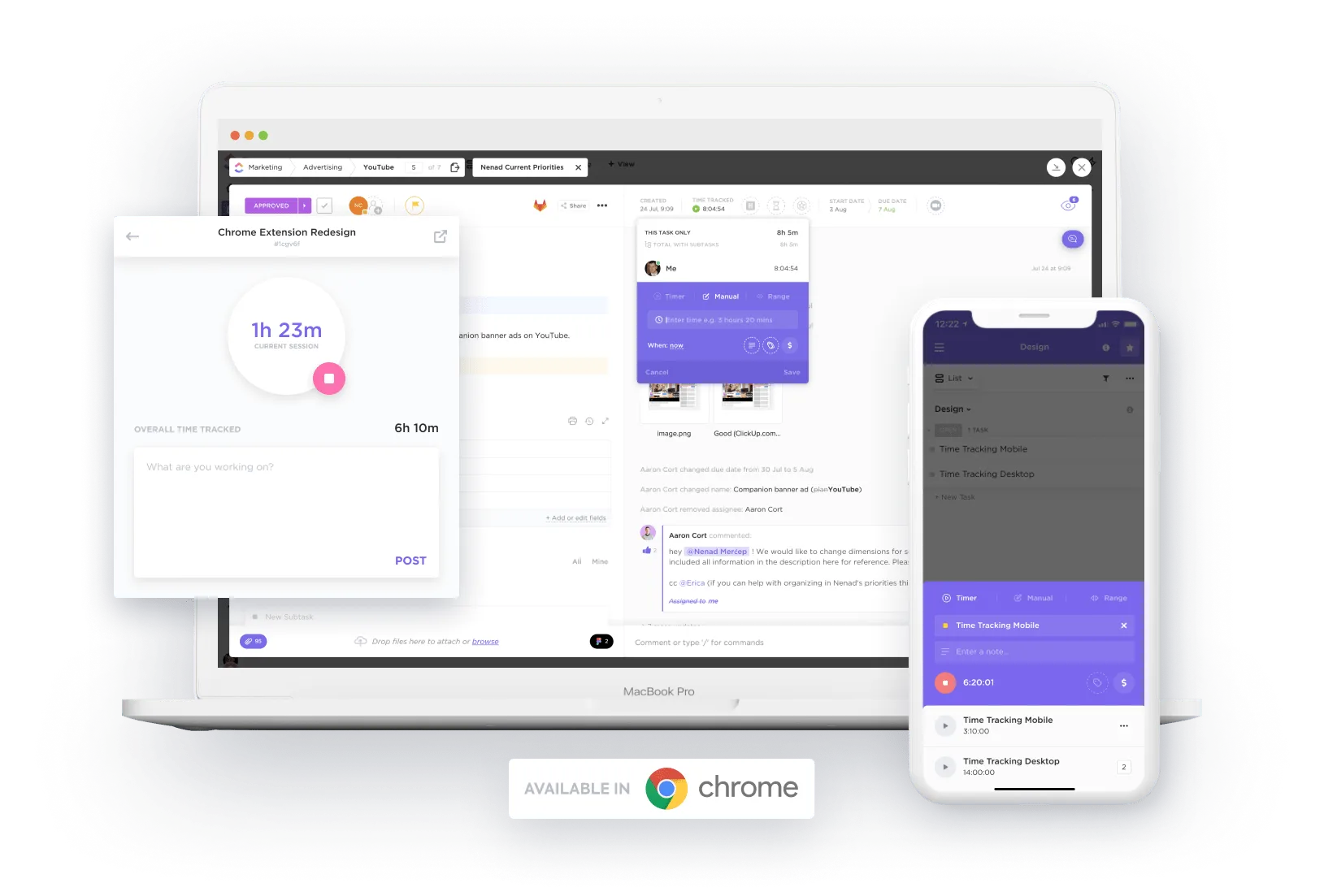 Tính năng theo dõi thời gian của ClickUp