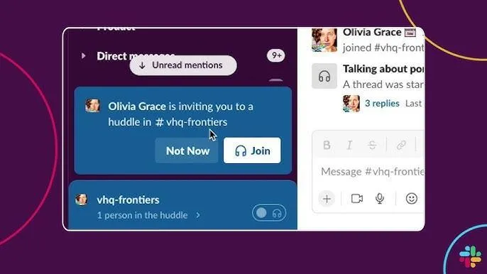 วิธีเข้าร่วมการประชุมกลุ่มใน Slack