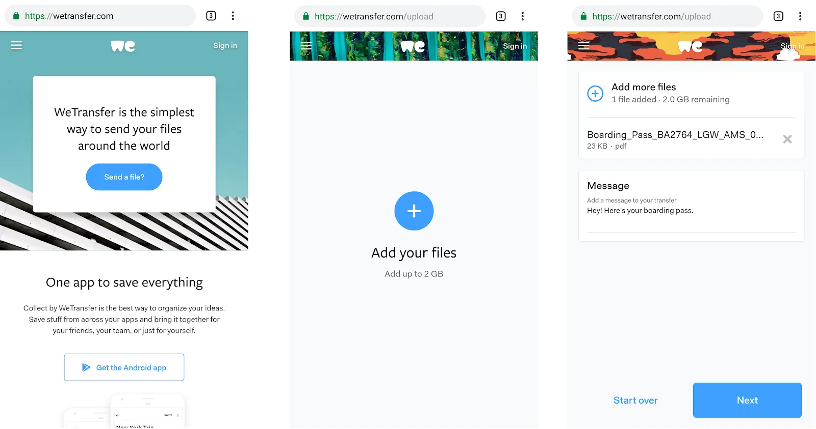 WeTransfer-Dashboard