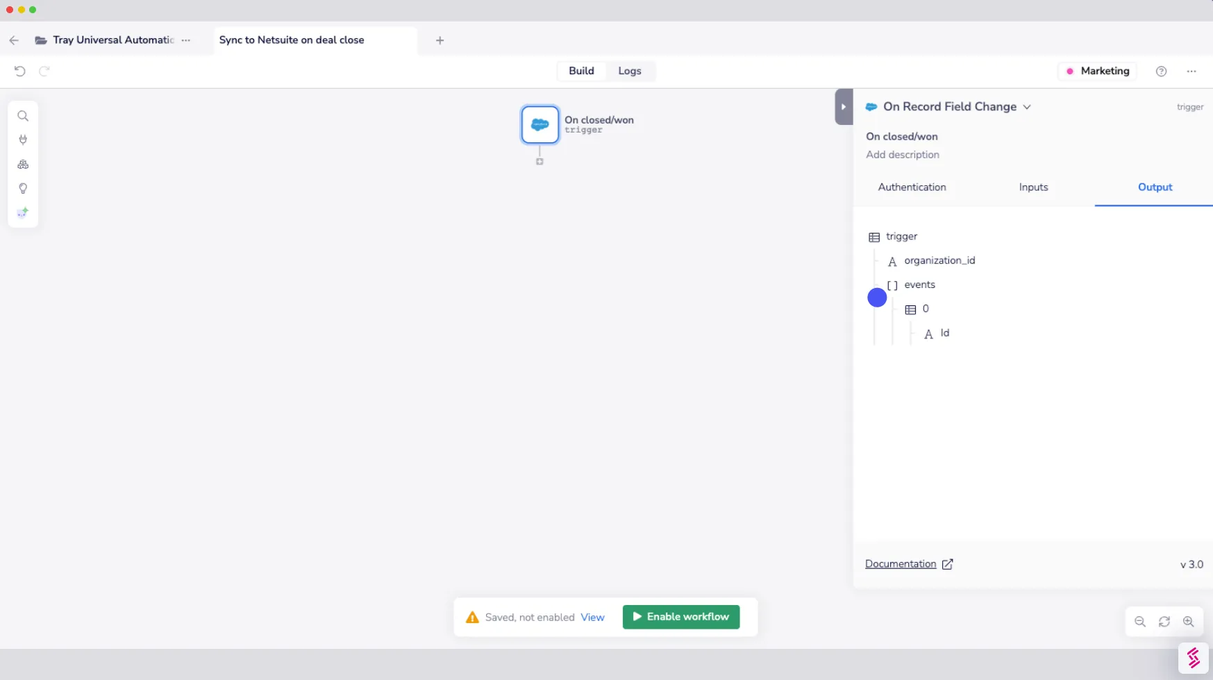 Creazione di un'automazione Salesforce in Tray