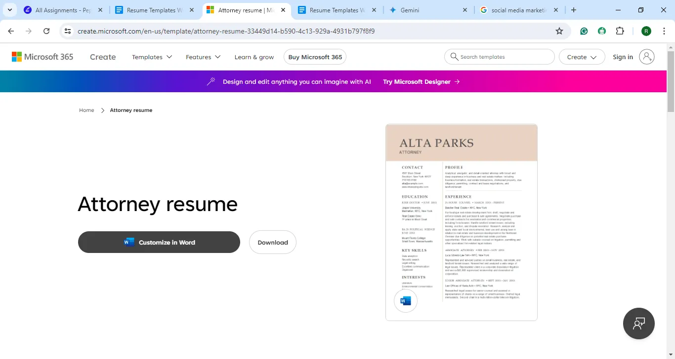 Plantilla de currículum para abogado