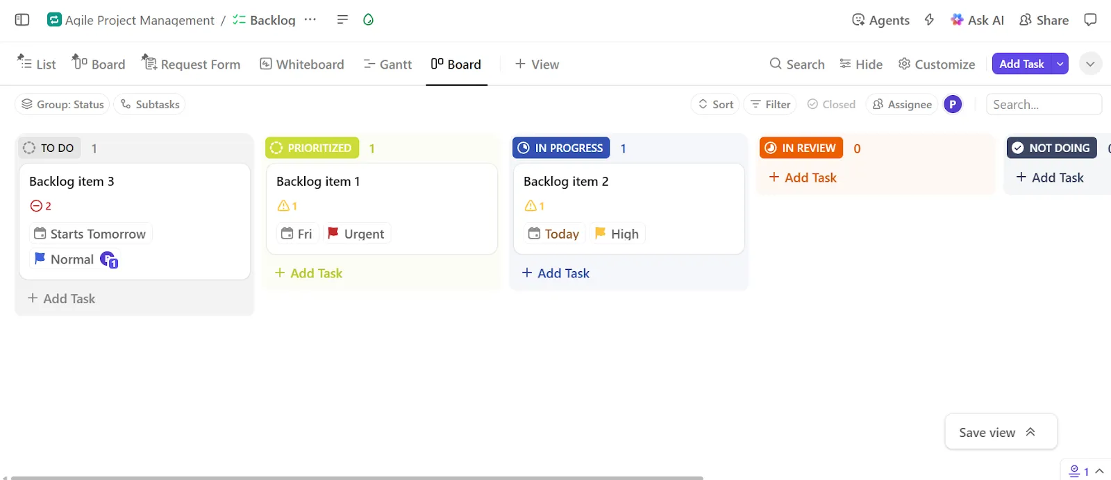ClickUp Sprints: прави голяма разлика в организирането на работното ви пространство в спринтове и визуализирането им с Board View.