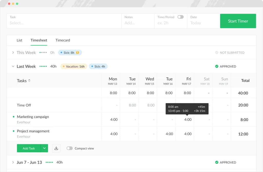 Everhour: alternative a Timeular