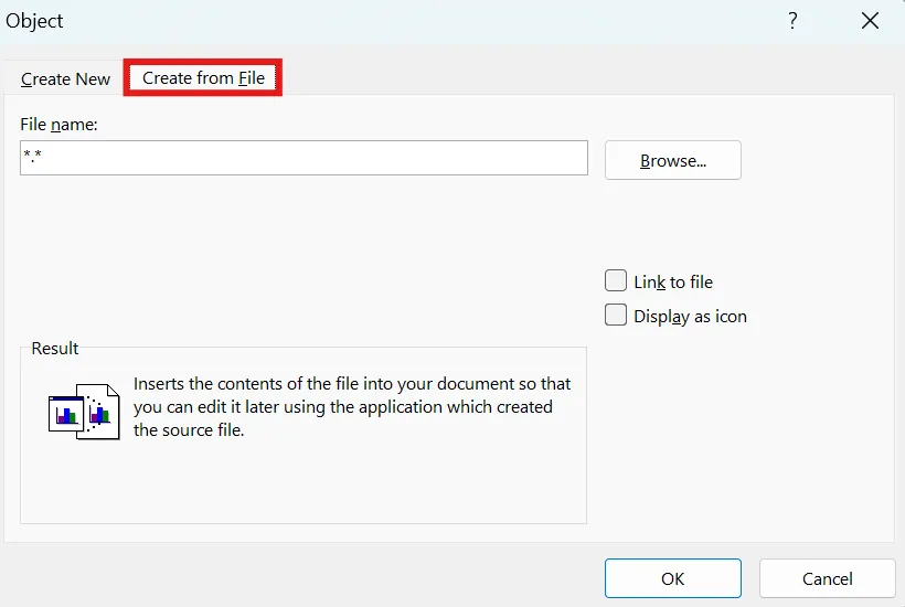 Haga clic en Crear desde archivo y realice la selección del archivo Excel específico.