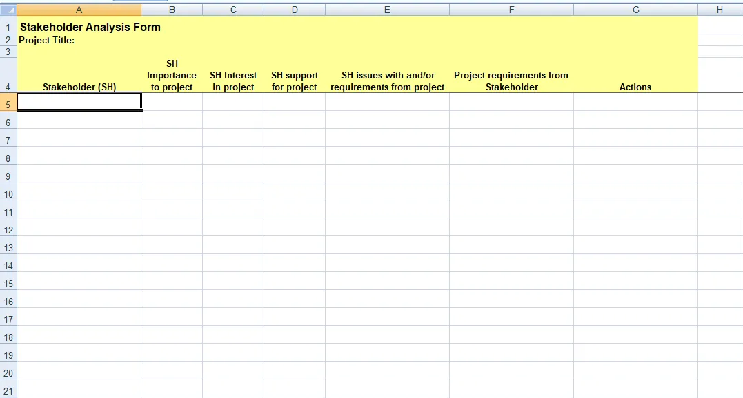 Analisi e piano di comunicazione Modello Excel per la mappatura degli stakeholder di AxiaConsulting