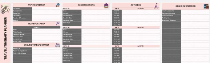Reisplanner-sjabloon voor reisplannen in Excel door TEMPLATE.NET