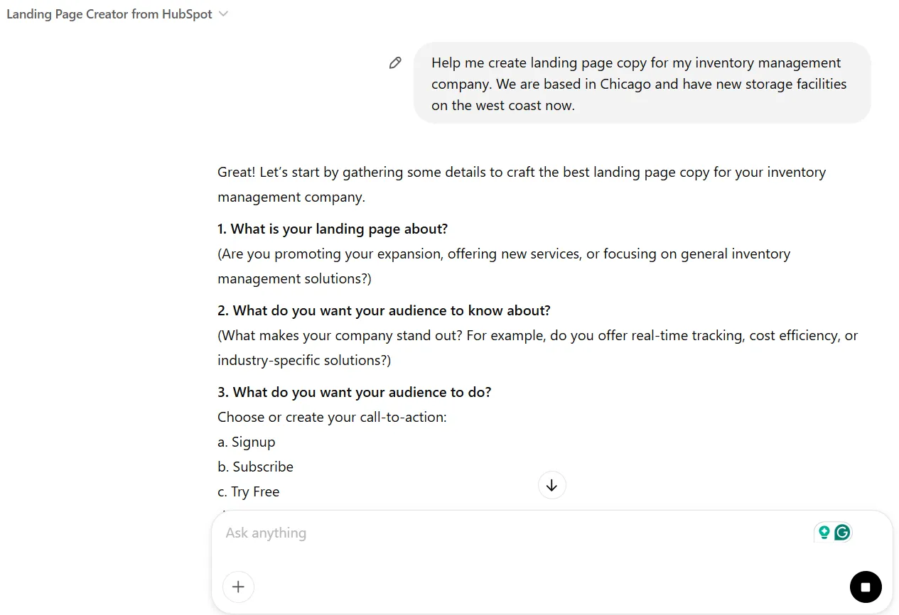 Landing Page Creator จาก HubSpot : GPT ที่ดีที่สุดสำหรับการตลาด