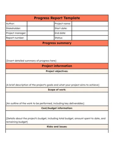 Modèle de rapport d'avancement par HubSpot