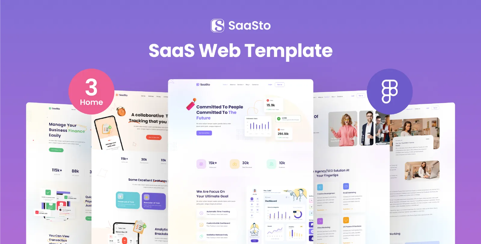 SaaSto SaaS & 앱 웹사이트 템플릿 : Figma 웹사이트 템플릿