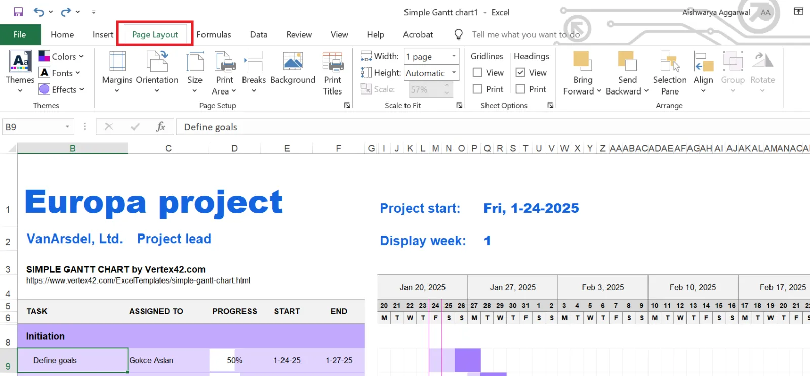 ページのレイアウトを調整する：Excel で建設スケジュールを作成する方法
