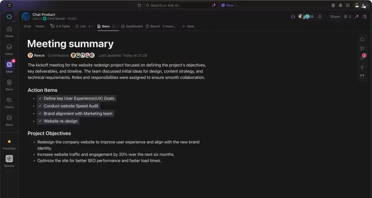 S ClickUp Chat nikdy neztratíte přehled o tom, co je důležité.