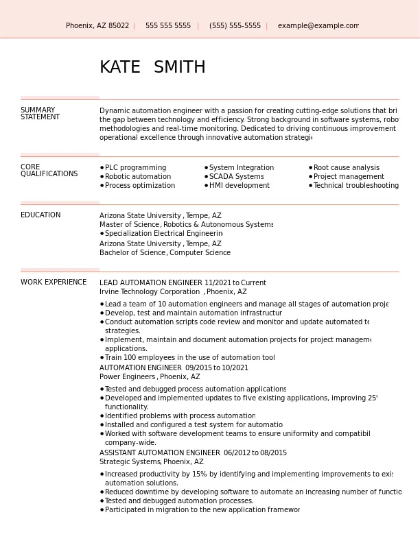 Mẫu CV kỹ sư của MyPerfectResume