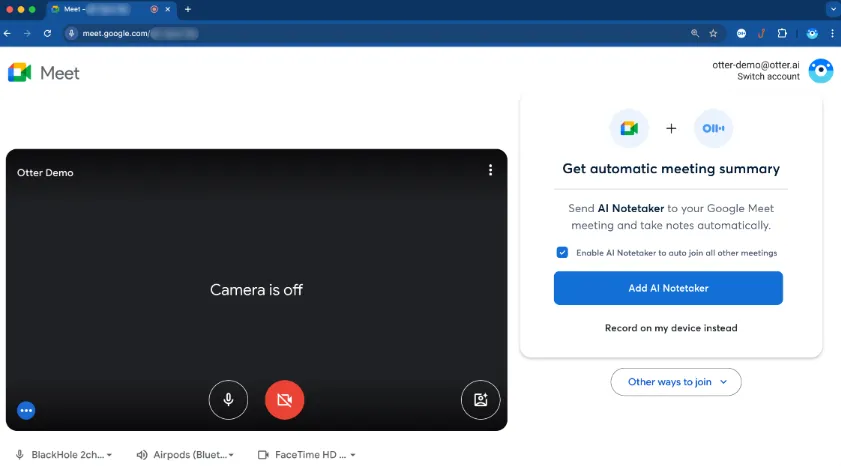 Otter AI Chrome 확장 프로그램
