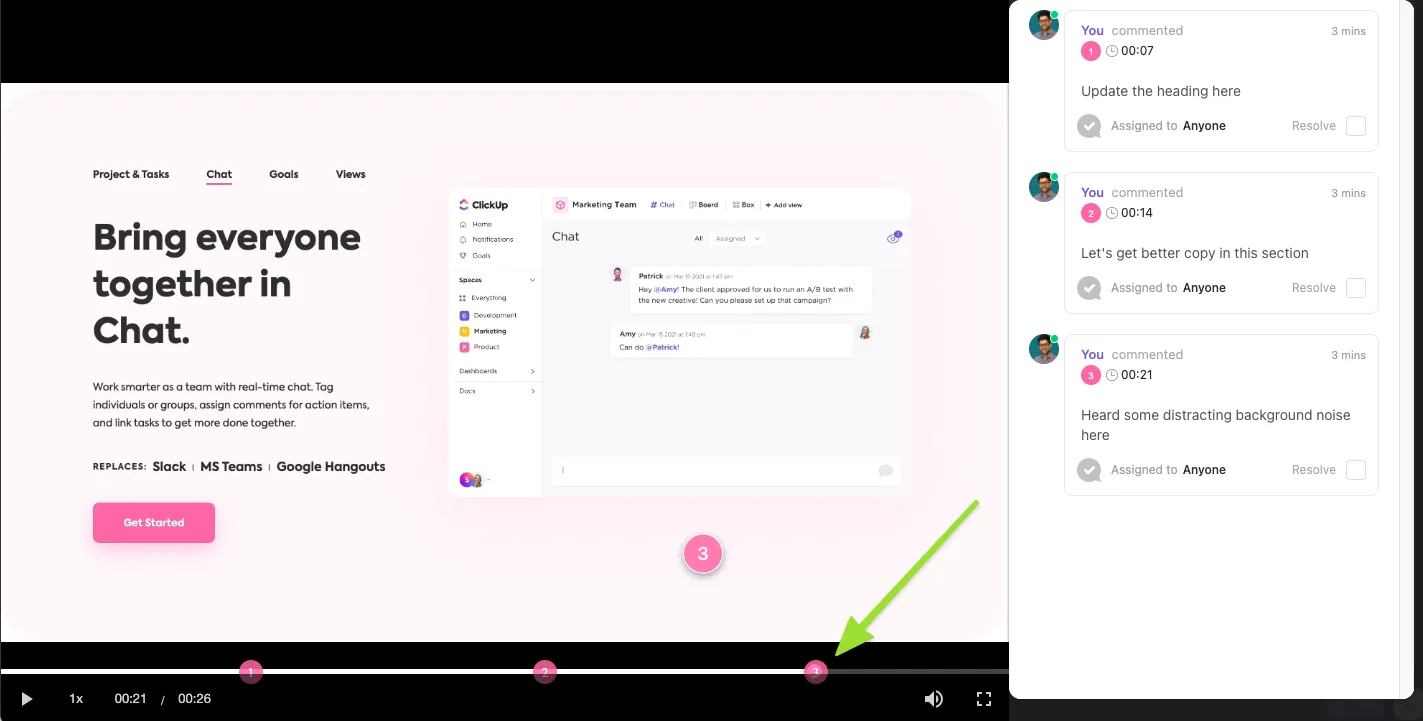 راجع صور محفظة الأعمال وأضف تعليقات عليها باستخدام ClickUp Proofing