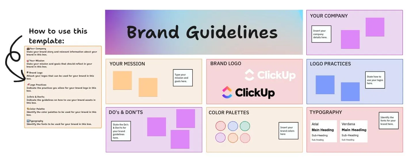 Modèle de charte graphique ClickUp