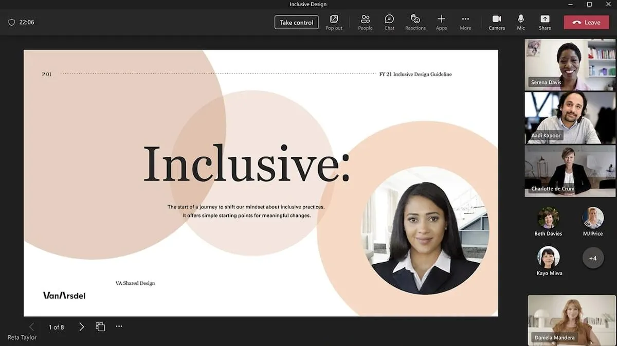 Gruppo di persone che utilizzano Microsoft Teams Video Conferencing