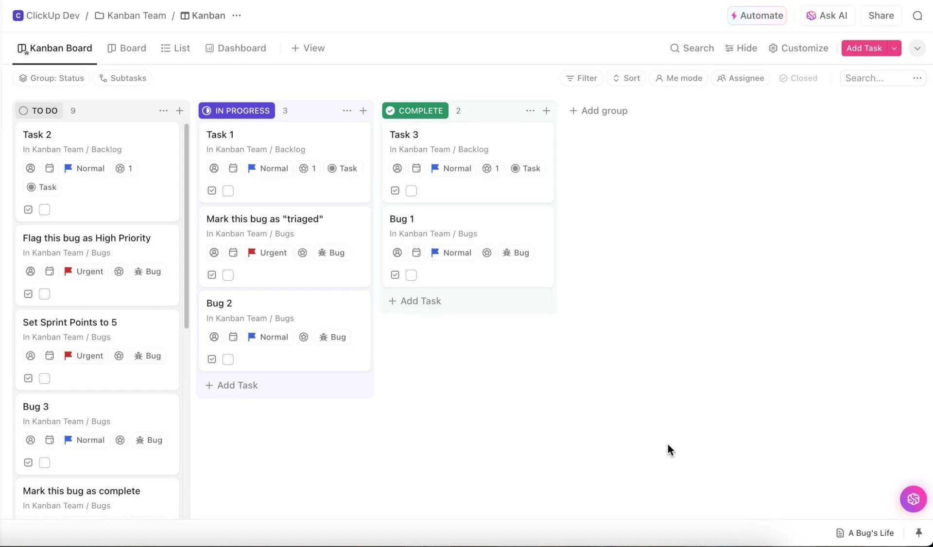 Gestiona traspasos de agentes flexibles con la plantilla de equipo Kanban de ClickUp