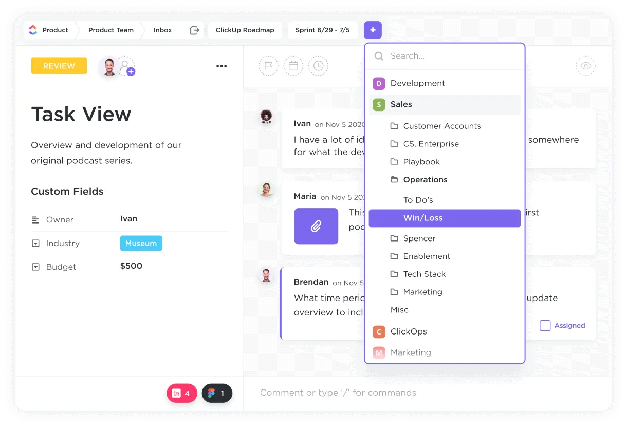 Alternativa a TickTick y Things 3: utiliza ClickUp Brain para tomar decisiones informadas.