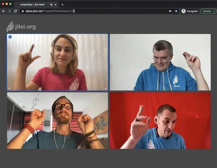 Panel de control de Jitsi Meet para reuniones