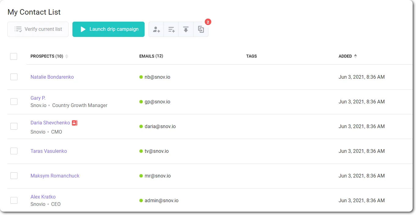 Snov.io: قاعدة بيانات جهات الاتصال B2B