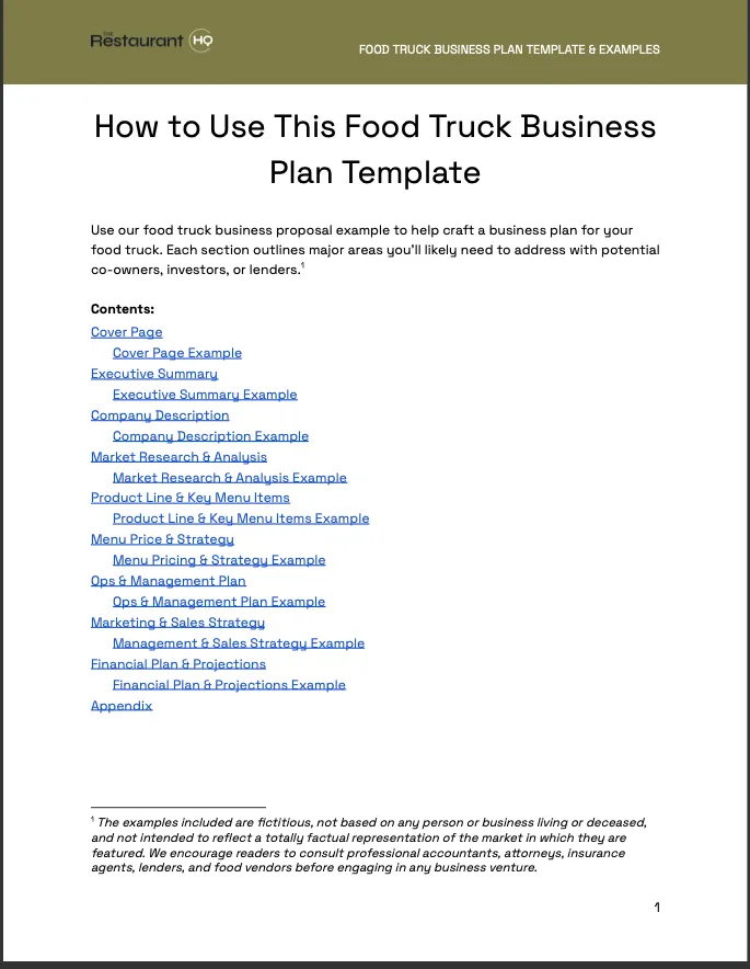 เทมเพลตข้อเสนอธุรกิจรถขายอาหาร Docs Food Truck