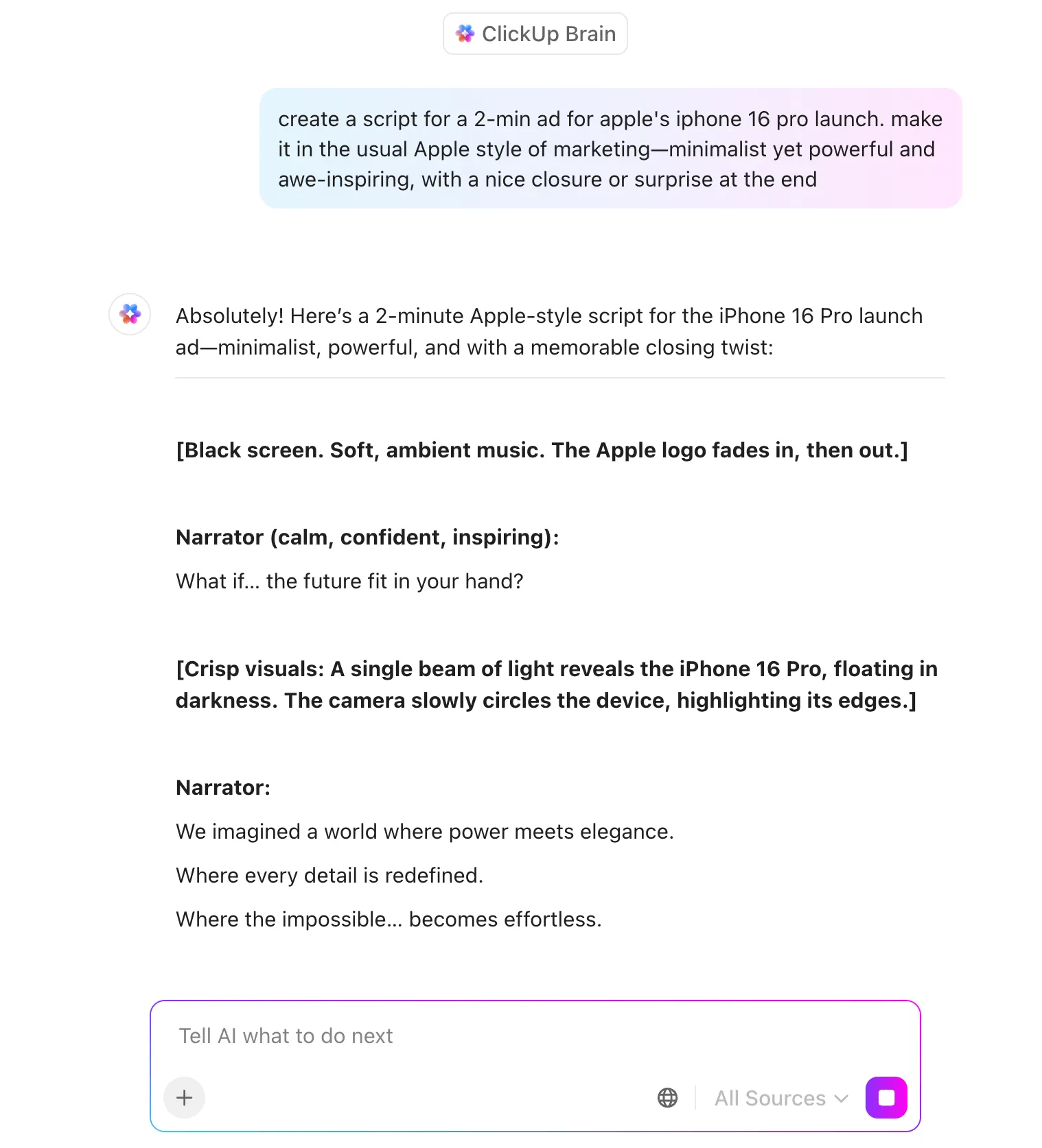 ClickUp Brain으로 대본 작성하기