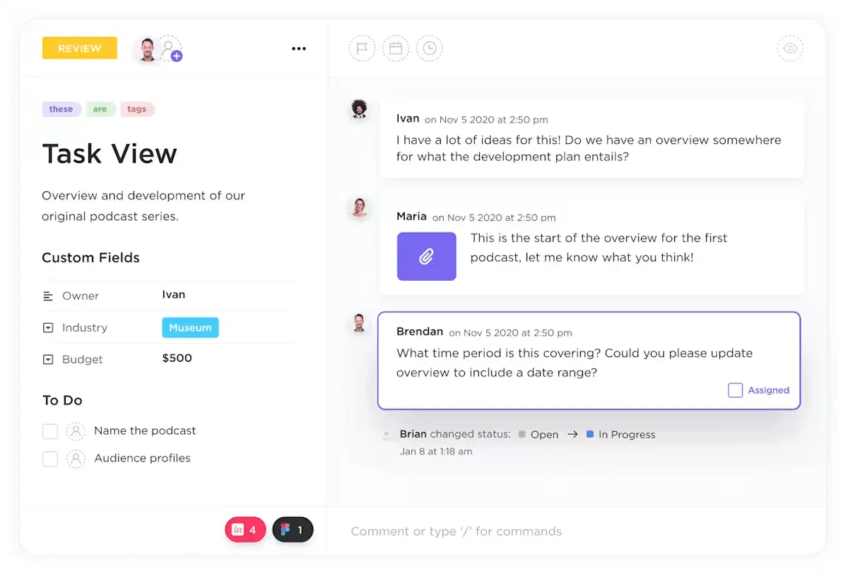 Comentarios de asignación de ClickUp: cómo utilizar ClickUp para el desarrollo de software