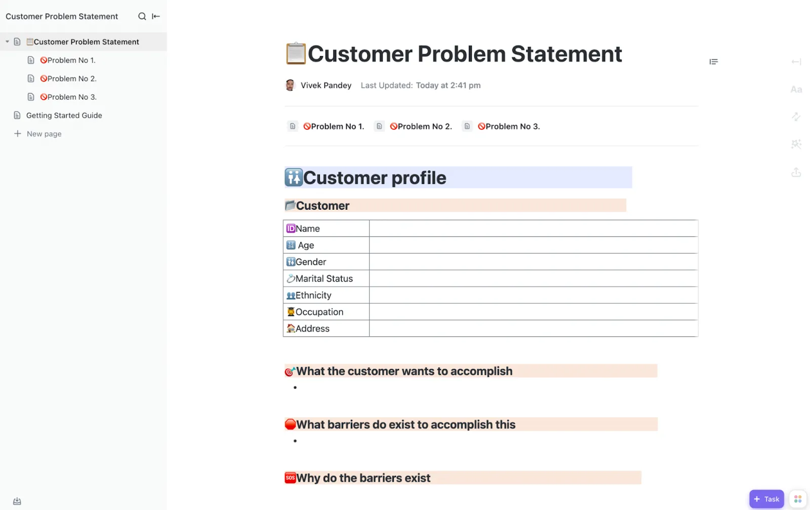 Utilisez le modèle de description du problème pour identifier les défis auxquels vos clients sont confrontés et élaborez un plan pour les aider à les surmonter.